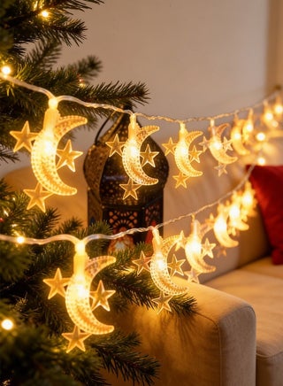 Ramadan Lights, LED Decorative Star and Moon Shaped Lights, 10-Meter LED Ramadan Home Hanging Decorations. - view 4